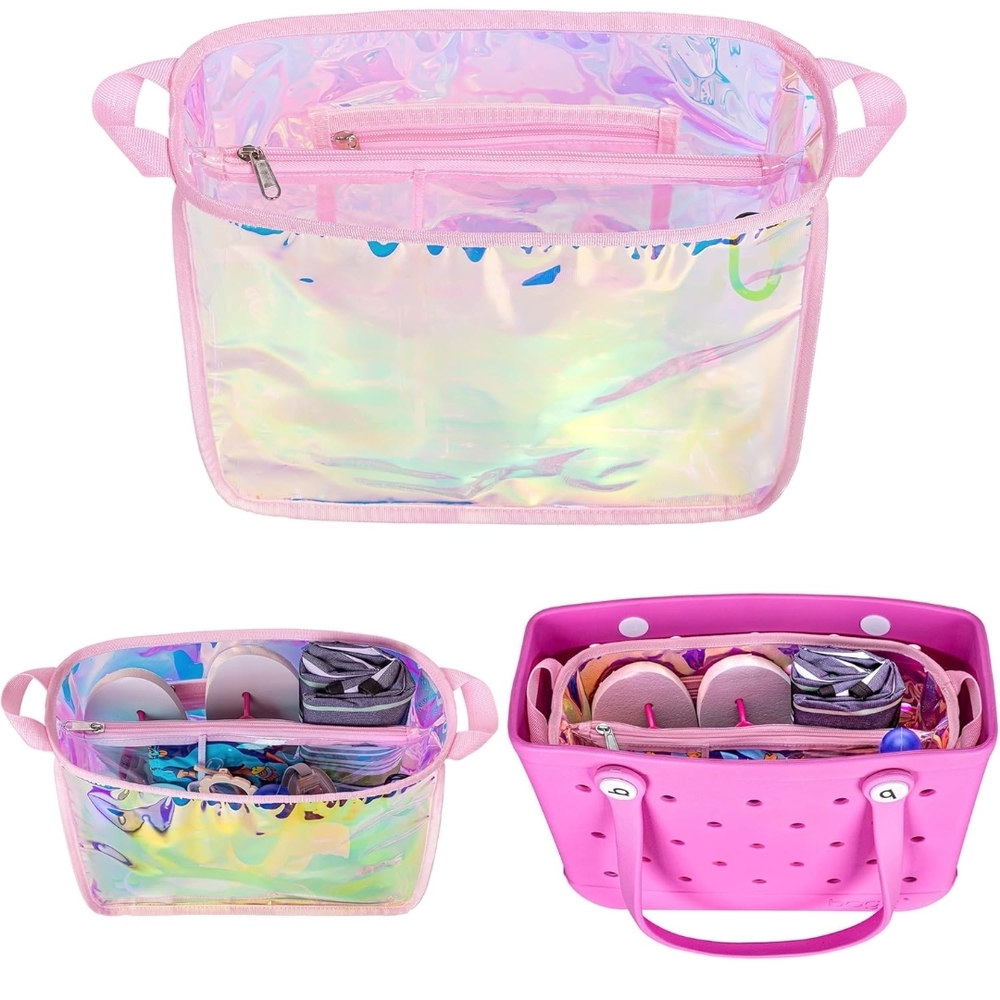 Pink and Iridescent Tote Bag Set